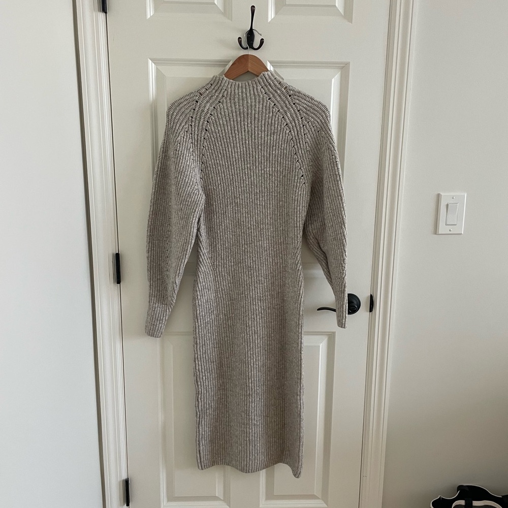 H&M Beige Knit Mock Neck Sweater Dress